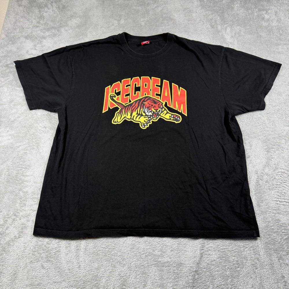 Icecream T-Shirt Mens 2X Black Tiger Graphic Short Sleeve Streetwear Y2K